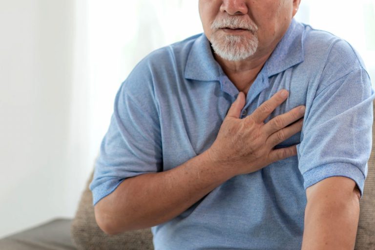 An older man who is having chest pain at home after binge drinking.